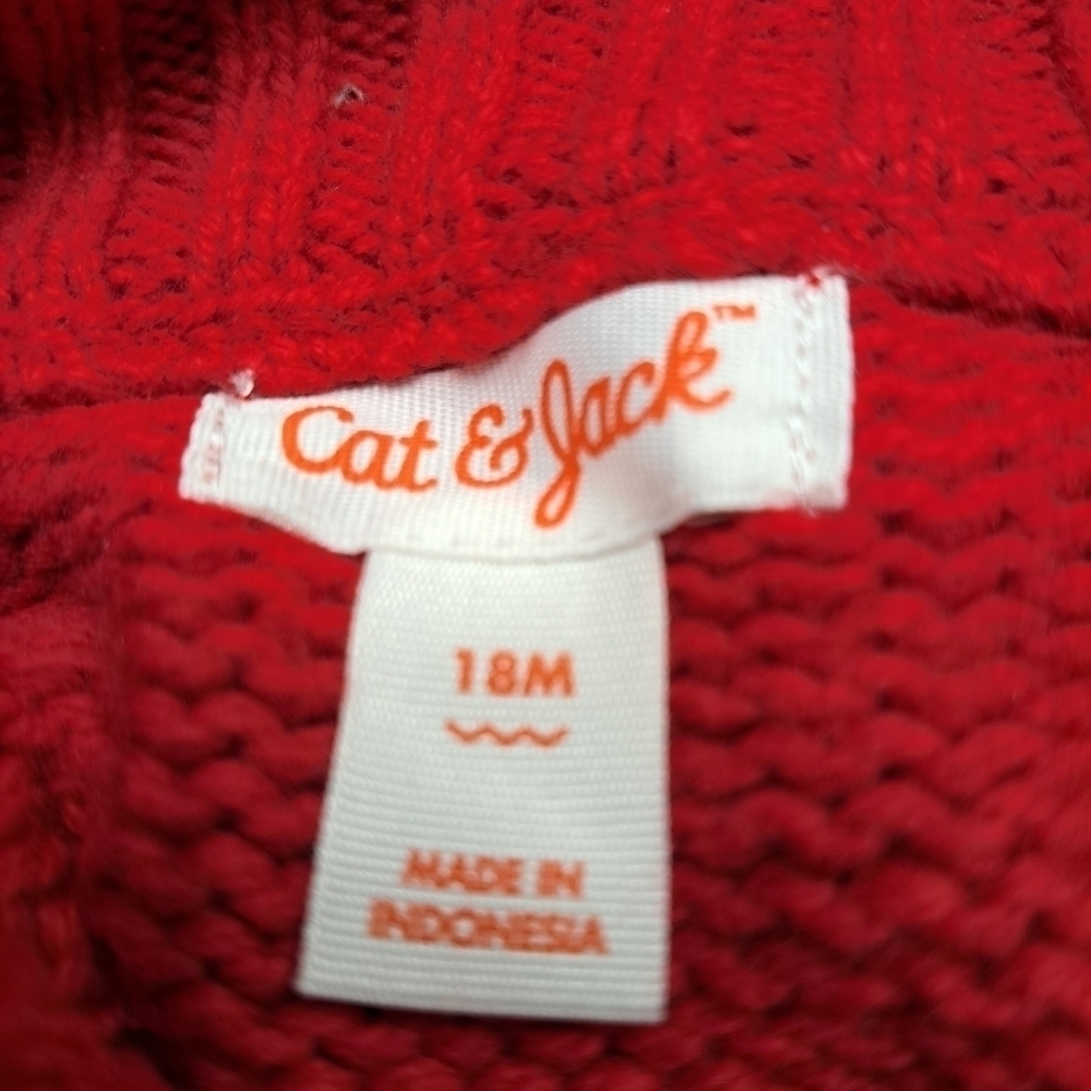NWT Cat & Jack Boy's Red Shawl Collar Sweater Size 18M - Picture 6 of 6